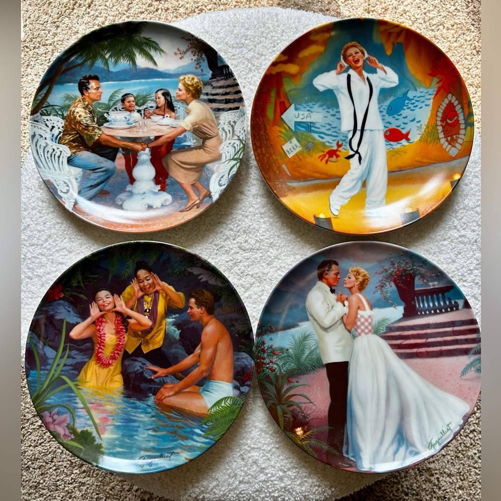 Edwin M Knowles South Pacific Vintage Collectable Plates - Lot of 4